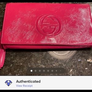 Pink Gucci patent leather Clutch